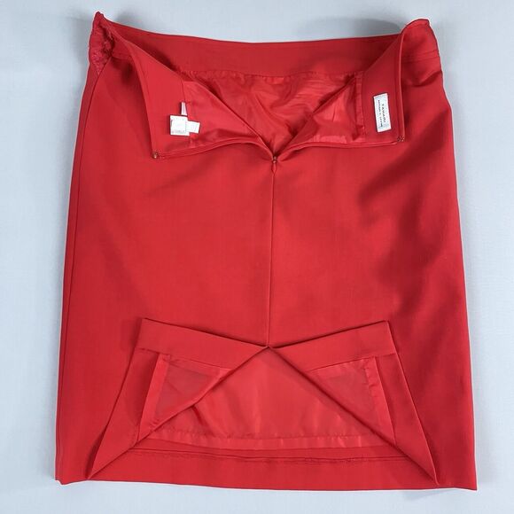 Tahari Arthur S. Levine 2 PC Suit Women’s Skirt 10 Longline Jacket 12 Orange Red - Picture 5 of 16